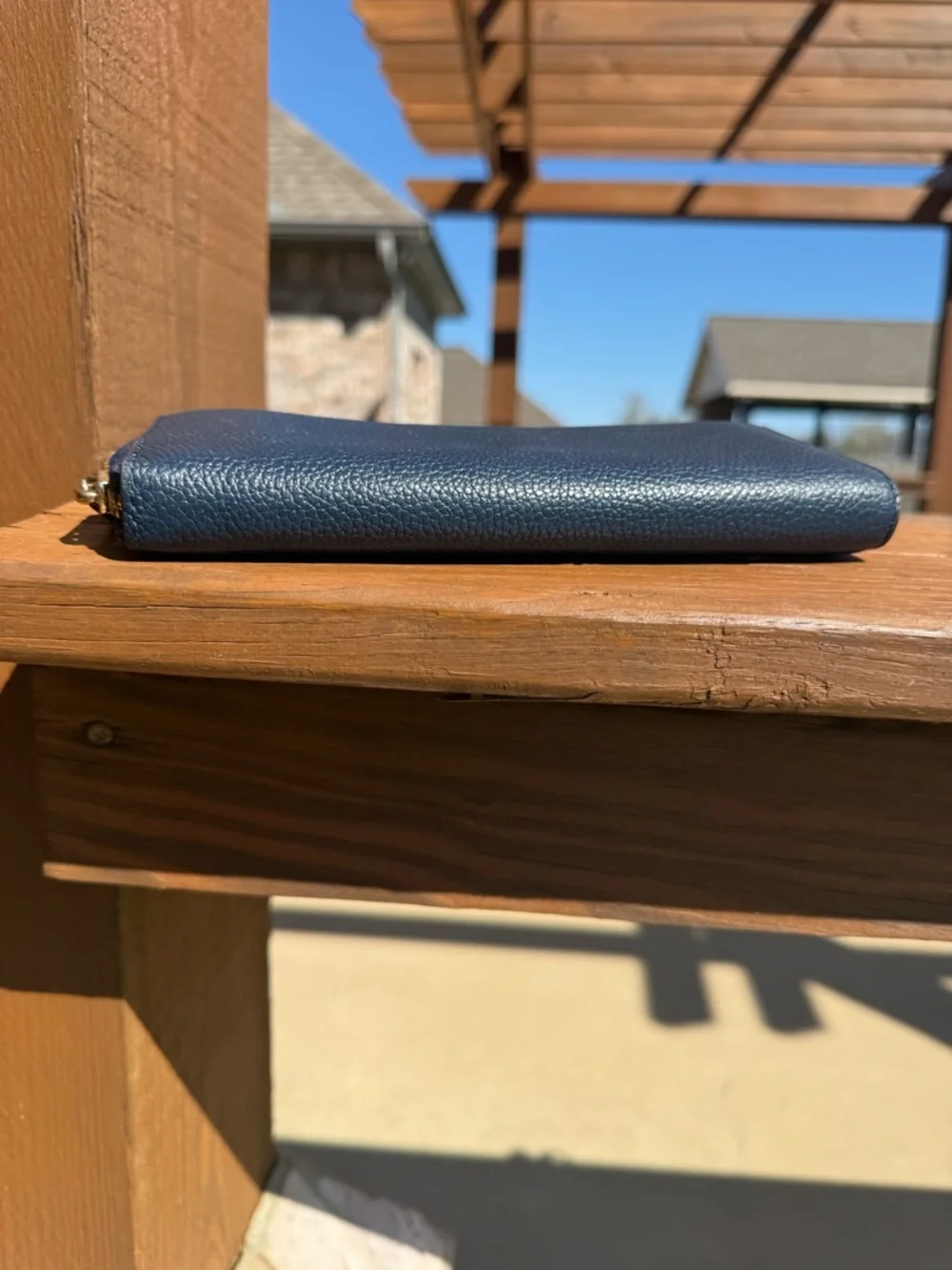 Michael Kors Dark Blue Textured Pebbled Leather Wallet